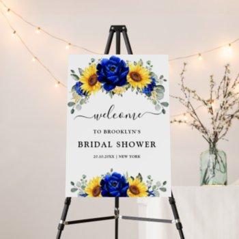 royal blue rustic sunflower bridal shower welcome foam board