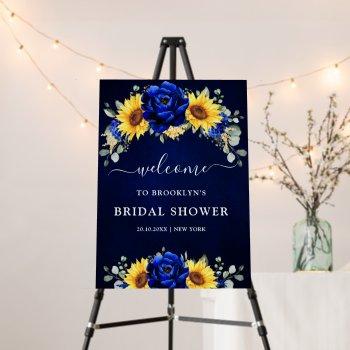 royal blue rustic sunflower bridal shower welcome  foam board