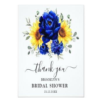 Royal Blue Rustic Sunflower Modern Bridal Shower Favor Bag Front View