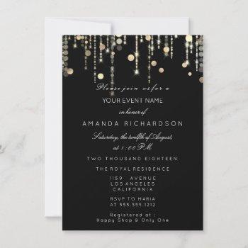 royal bronze gold drips birthday bridal shower inv invitation