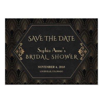 Royal Gold Great Gatsby 20s Bridal Shower Save The Date Front View