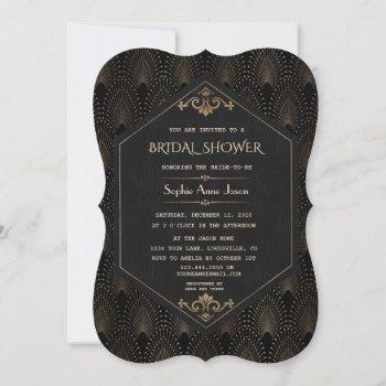 royal gold great gatsby art deco bridal shower invitation