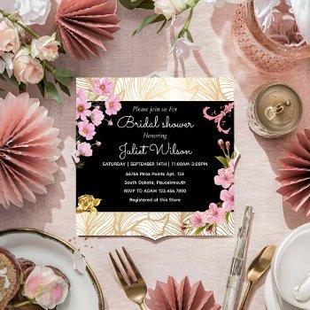 rsvp soiree teal gold damask bridal shower invitation