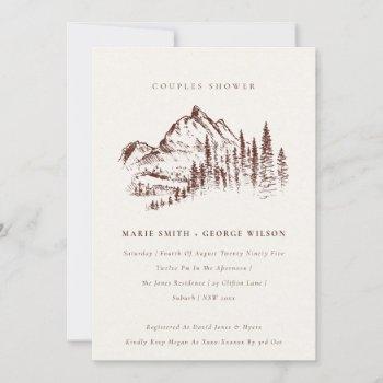 rust pine mountain sketch couples shower invite