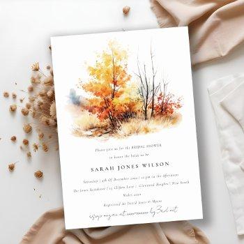 rust yellow fall landscape plaid bridal shower invitation