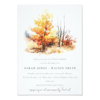 Rust Yellow Fall Landscape Plaid Couples Shower Invitation Front View