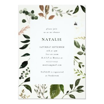 Rustic Antler And Foliage Virtual Bridal Shower Save The Date Front View