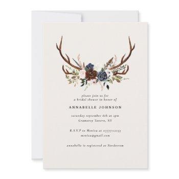 rustic antlers navy burgundy floral bridal shower