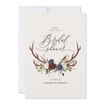 rustic antlers navy burgundy floral bridal shower