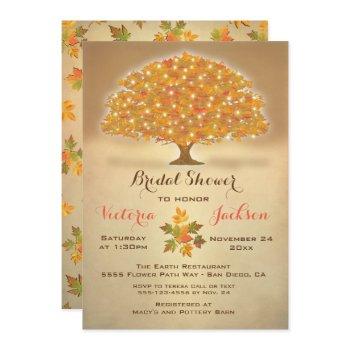 rustic autumn bridal shower with twinkle lights invitation