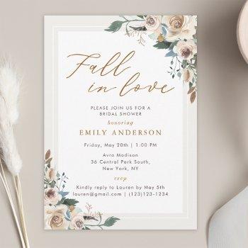 rustic autumn floral fall in love bridal shower invitation