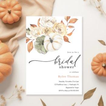 rustic autumn foliage pumpkin autumn bridal shower invitation