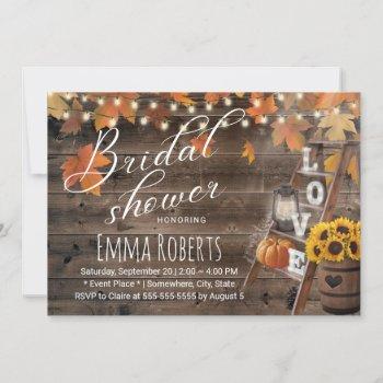rustic autumn leaves love ladder bridal shower invitation