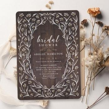 rustic barn wood boho floral country bridal shower invitation