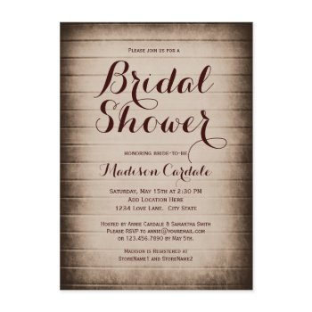 rustic barn wood country bridal shower invitations