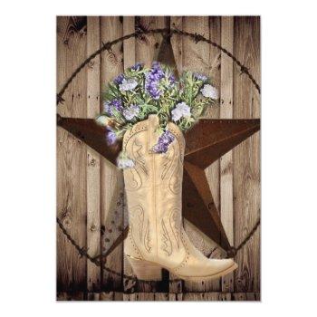 Rustic Barn Wood Wildflower Cowboy Western Star Invitation Front View