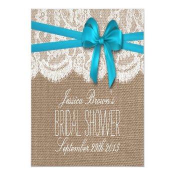 Rustic Blue Bow Bridal Shower Recipe Cards Front View