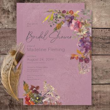 Rustic Boho Jewel Tone Plum Florals Front View