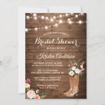 rustic boots cowgirl western bridal shower invitation