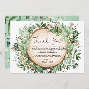 rustic botanical  greenery bridal shower thank you card