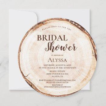 rustic bridal shower wood cut grain custom invitation