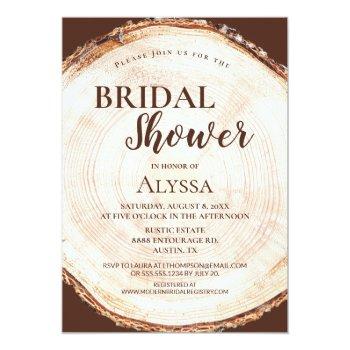 Rustic Bridal Shower Wood Cut Grain Custom Invitation Front View