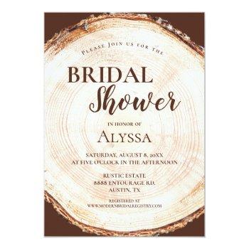 Rustic Bridal Shower Wood Cut Grain Custom Invitation Front View