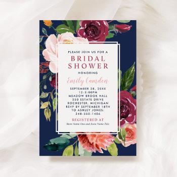 Rustic Burgundy Floral Navy Wedding Front View