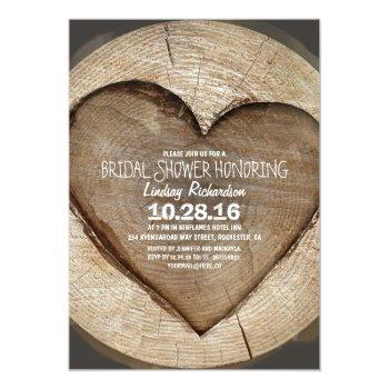 Rustic Carved Tree Wood Heart Front View