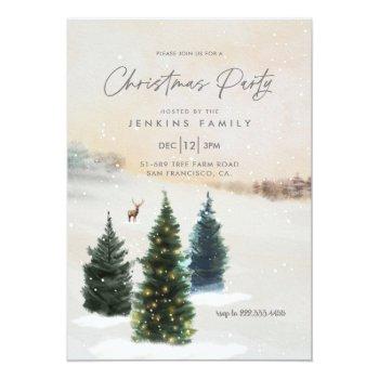 Rustic Christmas Party Woodland Invitation Front View