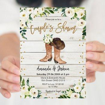 rustic country boots couple's shower invitation