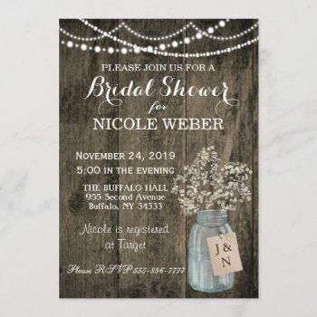 rustic country mason jar barn bridal shower invite