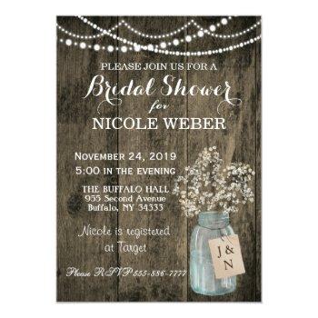 Rustic Country Mason Jar Barn Bridal Shower Invite Front View