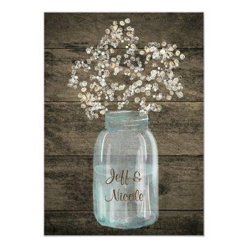 Rustic Country Mason Jar Barn Bridal Shower Invite Front View