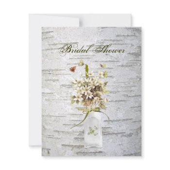 rustic country wildflower white birch wedding invitation