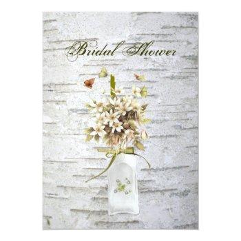 Rustic Country Wildflower White Birch Wedding Invitation Front View