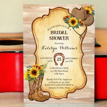 rustic cowboy boots and hat sunflowers watercolor  invitation