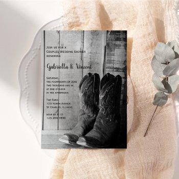 rustic cowboy boots western couples wedding shower invitation