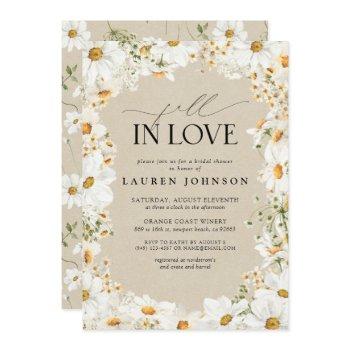 rustic daisy fall in love qr code bridal shower invitation