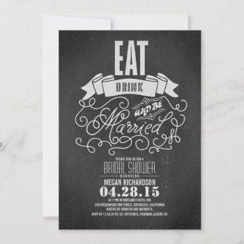 rustic eat drink and be married bridal shower invitation