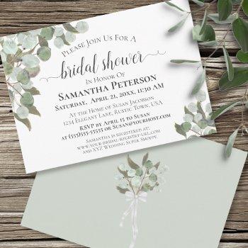 rustic eucalyptus and greenery bridal shower invitation