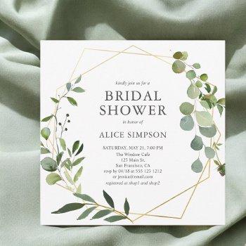 rustic eucalyptus greenery elegant bridal shower invitation