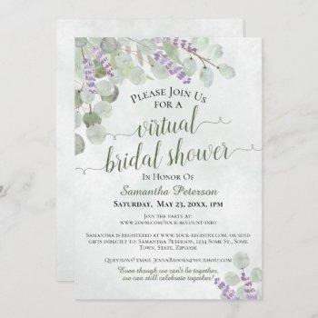rustic eucalyptus & lavender virtual bridal shower invitation