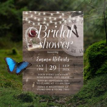 rustic fairytale wedding barn wood bridal shower invitation