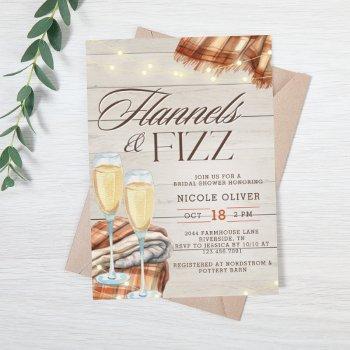 rustic flannels & fizz fall bridal shower invitation