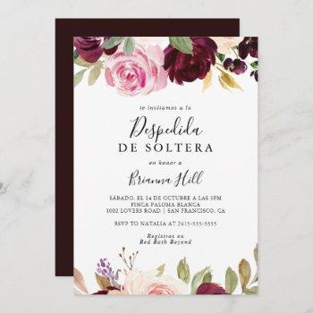 rustic floral botanical spanish bridal shower invitation