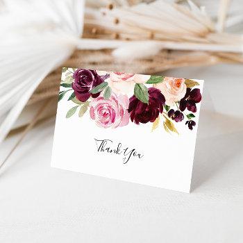 rustic floral folded wedding thank you card