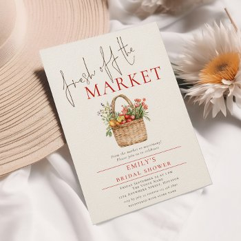 rustic fresh off the market bridal shower invitation