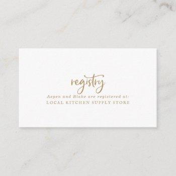 rustic gold script gift registry enclosure card