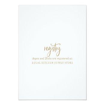 Rustic Gold Script Gift Registry Enclosure Card Front View